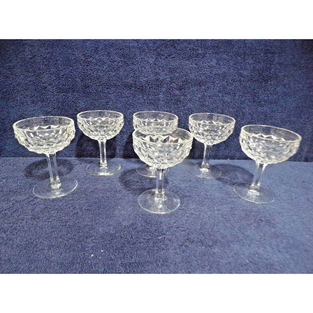 Vintage Fostoria American Cubist Champagne Tall Sherbet Glasses 4 oz Set of 4